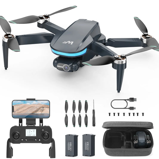 WeFone WF40 GPS Drones with Camera for Adults 4K, Foldable FPV RC Drone for Adults Beginners Under 249g, 2-Axis Gimbal, EIS, Auto Return, Brushless Motor, 2 Batteries for 44-Min Flight Time, Black