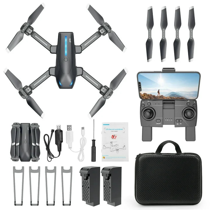 S176G GPS Drone with 4K Camera for Adults, RC Qudcopter with Auto Return Home, Smart Follow Me, 2 Batteries and Carry Bag, Black