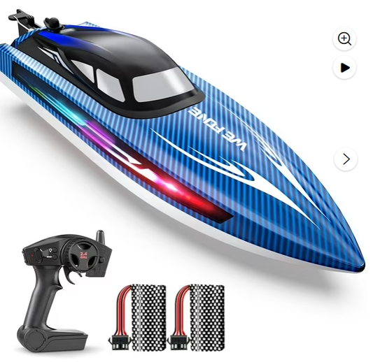 Remote Control Boat for Adults and Kids, WeFone WF17 RC Speed Boat, Summer Toys, 2 Batteries, Blue