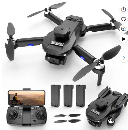 WeFone F196 Drones with Camera, Brushless Motor, Optical Flow Sensor&Obstacle Avoidance, 3 Batteries, Black