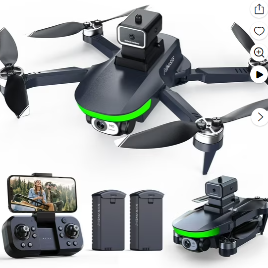 Wefone S5S Foldable Drones with Camera for Kids and Adults, Brushless Motor, 2 Batteries, Black