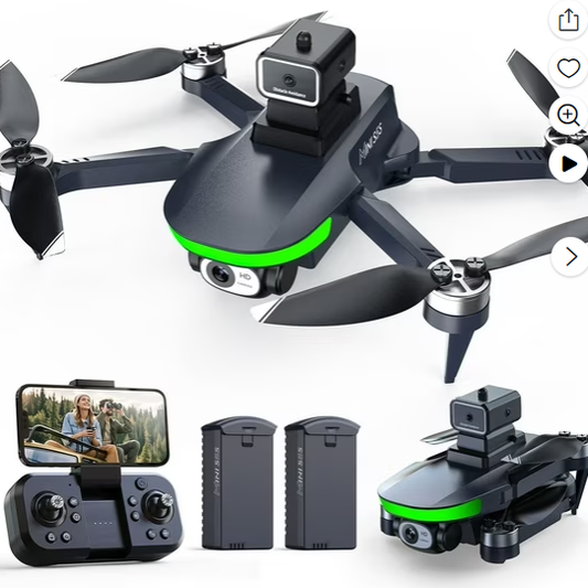Wefone S5S Foldable Drones with Camera for Kids and Adults, Brushless Motor, 2 Batteries, Black