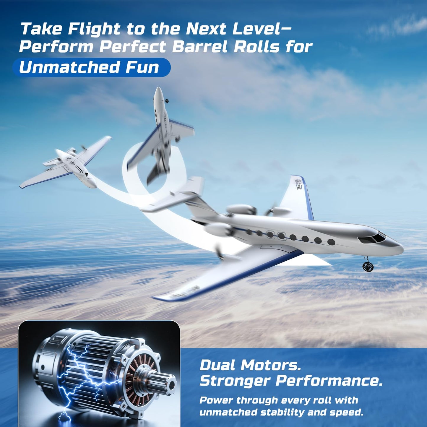 DEERC G650 RC Plane Private Jet,3-CH Remote Control Airplane Toys,2.4GHz 6-axis Gyro Stabilizer RTF Hobby Glider Aircraft Plane Easy to Fly for Beginners Kids Adults