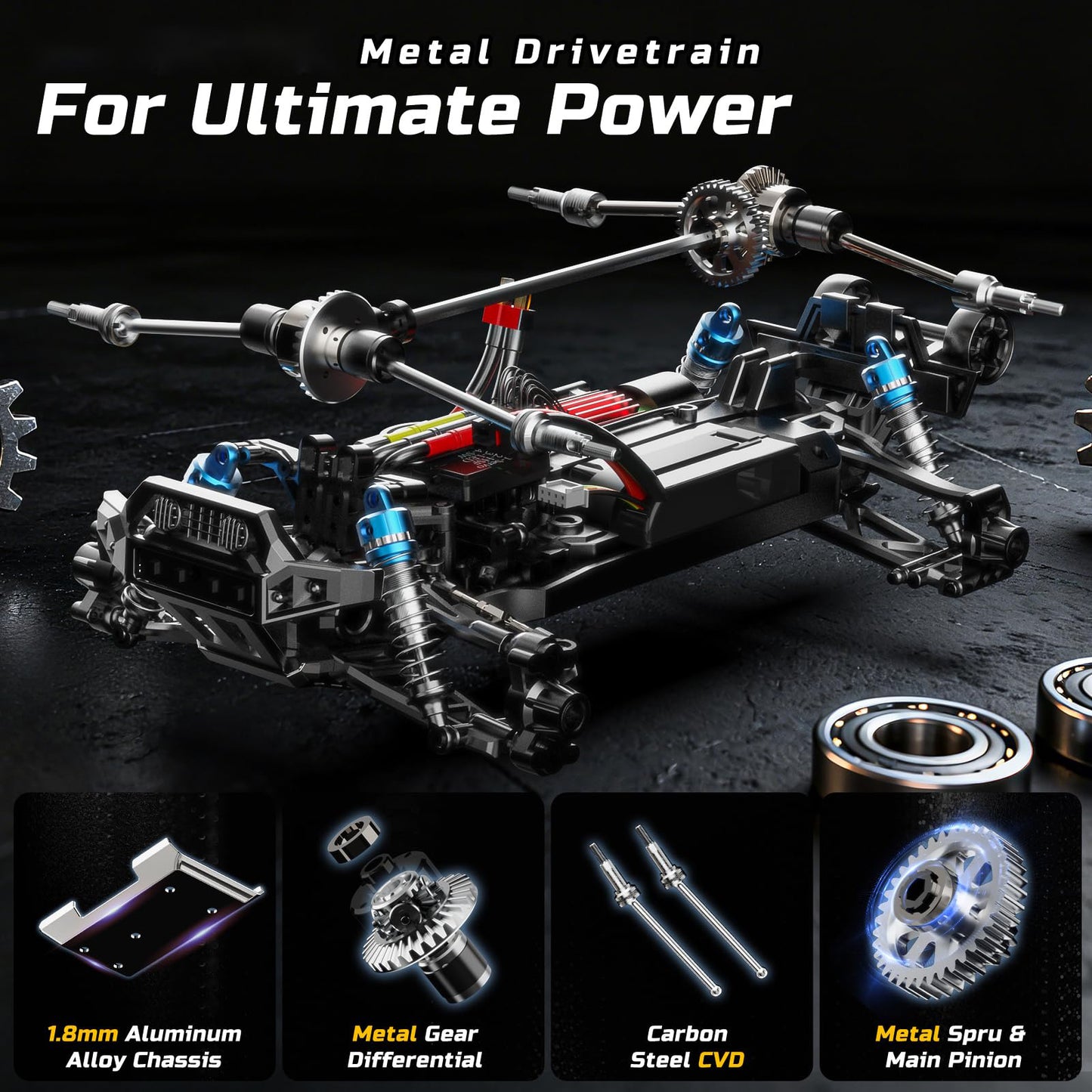 DEERC 8618 1/16 Fast Brushless RC Cars for Adults, Max 56mph, 2 3S Lipo Batteries Electric Off-Road Waterproof RC Truck,4X4 High Speed Remote Control Car, All Terrain RC Truggy for Boys