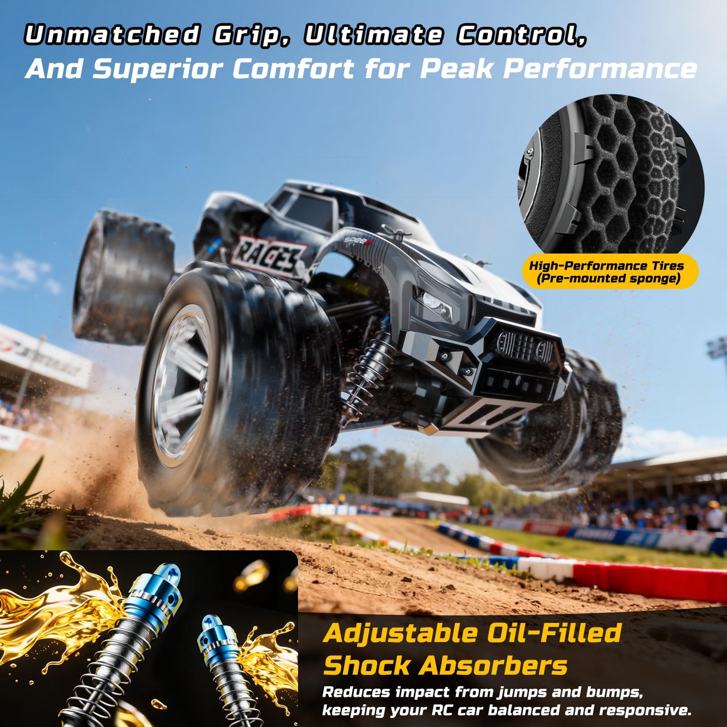 DEERC 8618 1/16 Fast Brushless RC Cars for Adults, Max 56mph, 2 3S Lipo Batteries Electric Off-Road Waterproof RC Truck,4X4 High Speed Remote Control Car, All Terrain RC Truggy for Boys