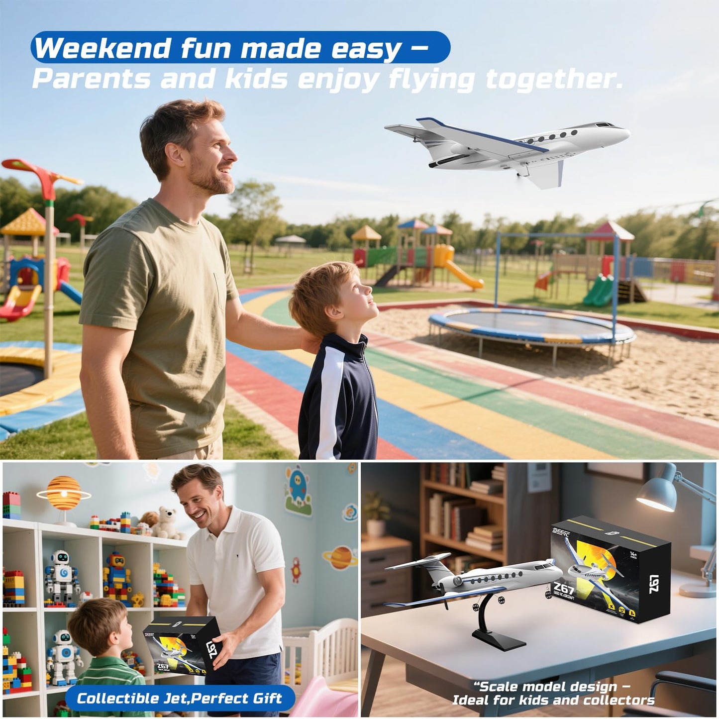 DEERC G650 RC Plane Private Jet,3-CH Remote Control Airplane Toys,2.4GHz 6-axis Gyro Stabilizer RTF Hobby Glider Aircraft Plane Easy to Fly for Beginners Kids Adults