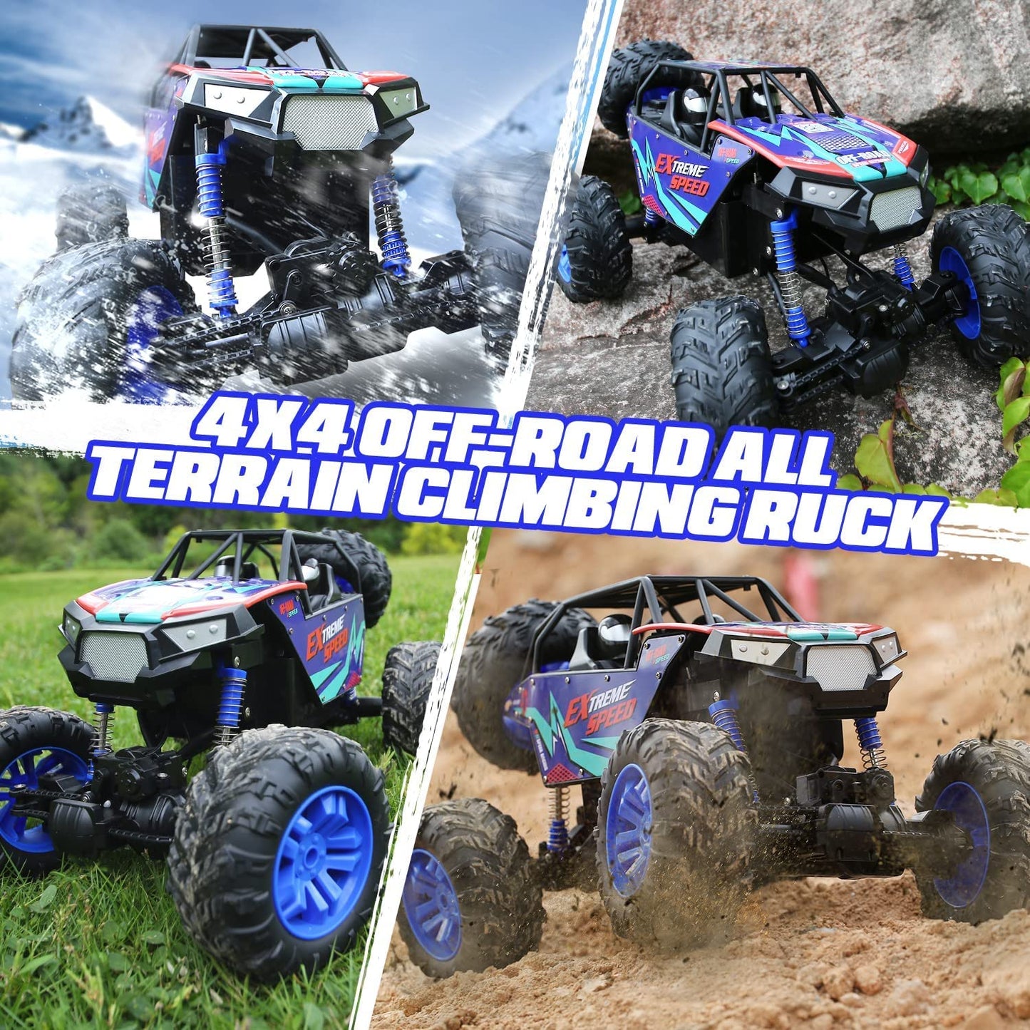 DEERC Large 1:8 Scale Upgraded Monster Truck Remote Control Car for Adults Boys, Off Road RC Cars with Realistic Sound, 2.4Ghz 4WD Rock Crawler Toy All Terrain Climbing, 2 Batteries for 80 Min Play