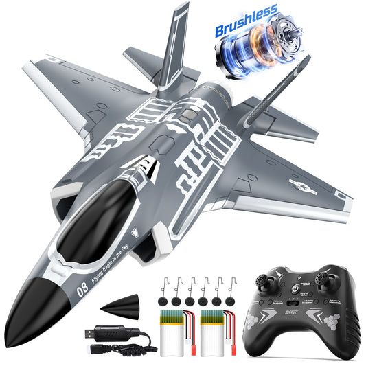 DEERC F35 4 Channel Brushless RC Plane for Adults Remote Control Airplane EDF Fighter Jet,2.4GHz 6-axis Gyro Stabilizer EPP RTF Hobby Glider Aircraft Plane Easy to Fly for Advance Player